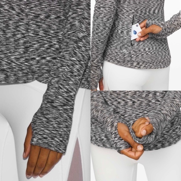 Lululemon Runderful Long Sleeve Spaced Out Space Dye Black White - Picture 4 of 11